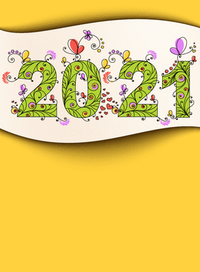 Carte Meilleurs voeux 2021 année en fleurs Carte de voeux 2021
