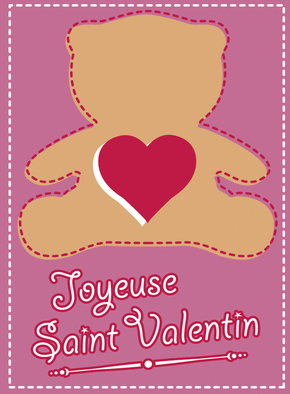 Carte Petit nounours de Saint Valentin Carte Saint-Valentin mignonne