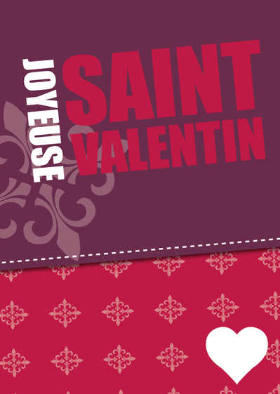 Carte Joyeuse Saint Valentin rose et violette Carte saint valentin