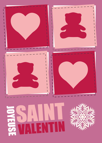 Carte Les petits nounours et les coeurs Carte Saint-Valentin mignonne