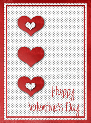 Carte 3 coeurs happy valentin's day Carte je t'aime en plusieurs langues