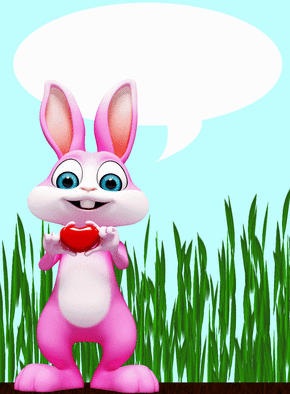 Carte Le lapin rose qui parle Carte Saint Valentin personnalisée