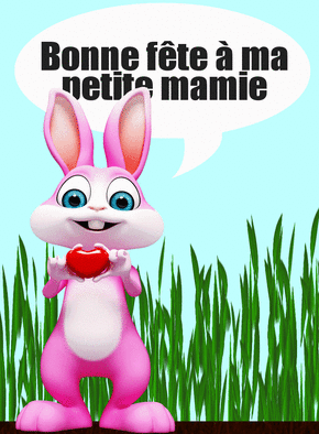 Carte Bonne fête mamie lapin rose Carte fête des grand-mères pour enfants