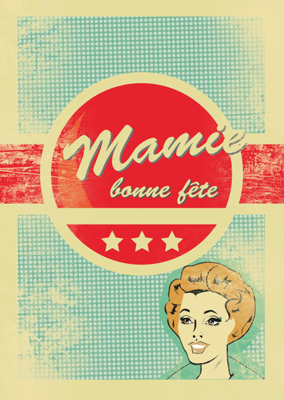 Carte Mamie bonne fête retro Carte bonne fête mamie vintage