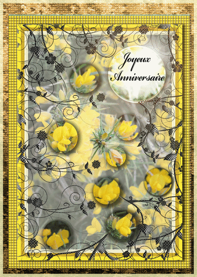 Carte Joyeux anniversaire avec des fleurs jaunes Carte anniversaire fleurs