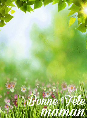 Carte Bonne fête maman dans une prairie Carte bonne fête maman personnalisée