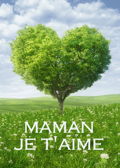Carte Maman je t'aime avec un arbre en coeur Carte fête des mères