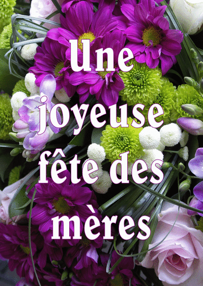 Carte Fête des mères et fleurs violettes Carte fête des mères avec des fleurs