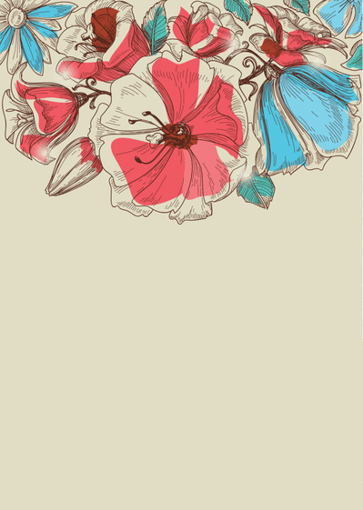 Carte Des fleurs rouge et bleu Carte condoléances personnalisée