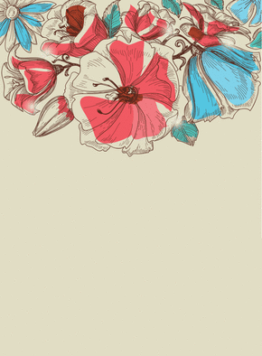 Carte Des fleurs rouge et bleu Carte condoléances personnalisée