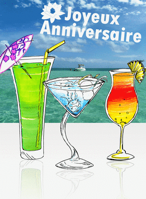 Carte Cocktails pour un anniversaire paradisiaque Carte anniversaire on boit à ta santé