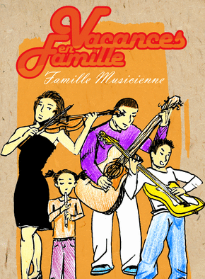 Carte Vacances d'une famille de musiciens Carte vacances en famille