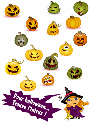 Carte Trouve l'intrus pour halloween Carte Halloween pour enfant