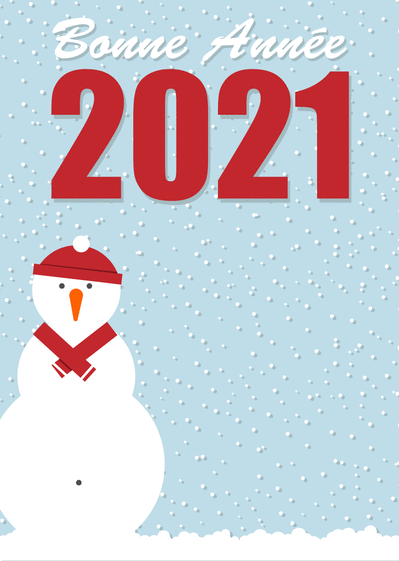 Carte bonne année 2021 sous la neige Carte de voeux 2021 enfant et mignonne
