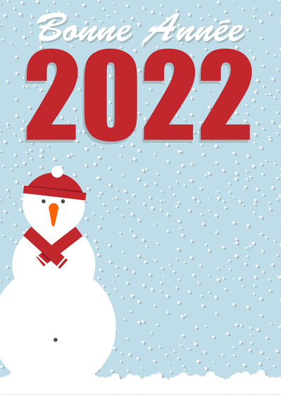 Carte bonne année 2022 sous la neige Carte de voeux 2022 enfant et mignonne
