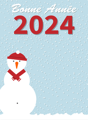Carte bonne année 2024 sous la neige Carte de voeux 2024 enfant et mignonne