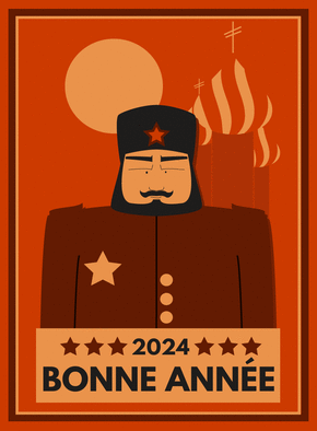Carte Une bonne année 2024 soviétique Carte de voeux humour 2024