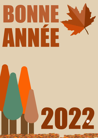 Carte Bonne année 2022 paysage d`automne Carte de voeux Nature 2022