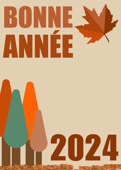 Carte Bonne année 2024 paysage d`automne Carte de voeux Nature 2024