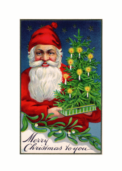Carte Merry Christmas to you and Santa Claus Carte de Noël en plusieurs langues