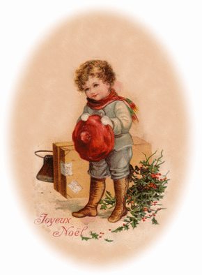 Carte Joyeux Noël avec un petit garçon Carte ancienne Noël