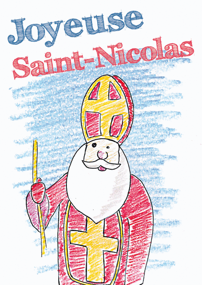 Carte Saint Nicolas au crayon de couleur Carte saint nicolas