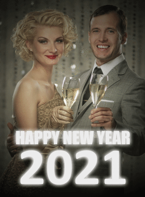 Carte Happy new year 2021 à hollywood Carte bonne année 2021 en plusieurs langues