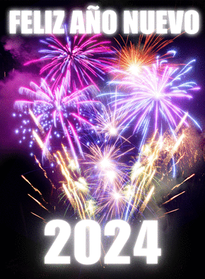 Carte Feliz año nuevo feu d`artifice en 2024 Carte bonne année 2024 en plusieurs langues