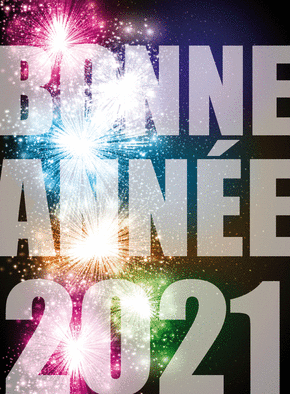 Carte Explosion colorée bonne année 2021 Carte de voeux 2021 avec feu d'artifice
