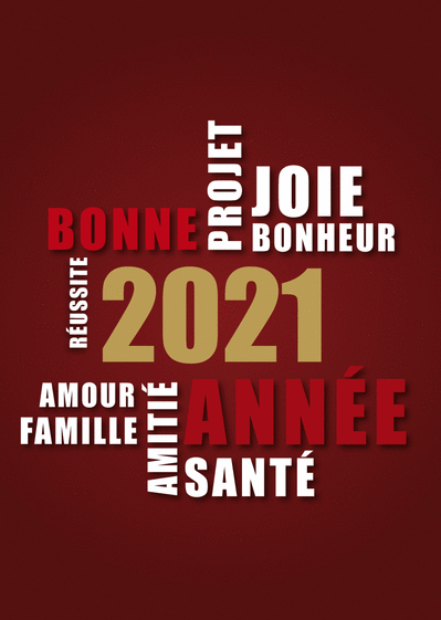 Carte Les voeux 2021 sur fond rouge Carte de voeux entreprise originale 2021