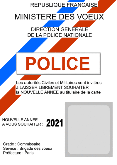 Carte La nouvelle année 2021 de la police Carte de voeux humour 2021