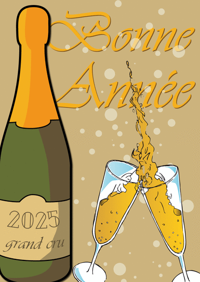 Carte Cheers 2025 : bonheur et champagne à gogo Carte de voeux et champagne en 2025