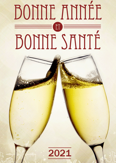 Carte On trinque bonne année 2021 bonne santé Carte de voeux et champagne en 2021