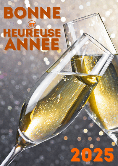 Carte Cheers à 2025 avec des bulles festives Carte de voeux et champagne en 2025