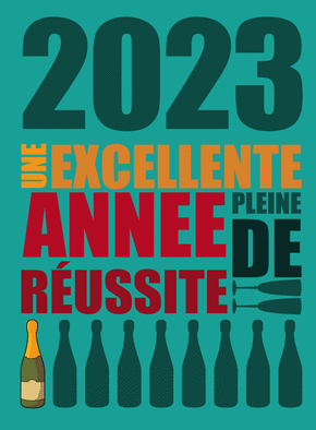 Carte Excellente année 2023 pleine de réussite Carte de voeux et champagne en 2023