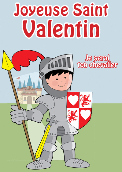 Carte Je serai ton chevalier Carte Saint-Valentin mignonne
