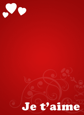 Carte Je t'aime sur un fond rouge Carte Saint Valentin personnalisée