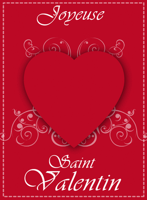 Carte Coeur rouge sur une arabesque Carte avec coeurs