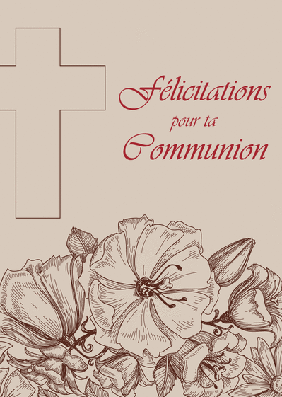 Carte Félicitations communion avec une gravure Carte première communion