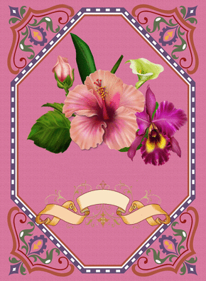Carte Fleurs sur un fond rose Carte avec des fleurs