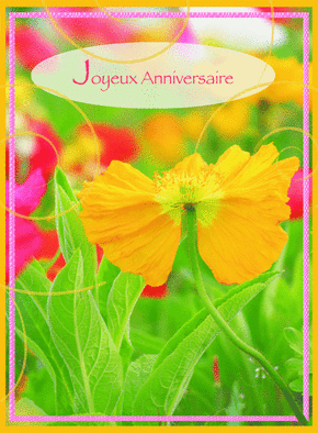 Carte Joyeux anniversaire aux couleurs flahy Carte anniversaire fleurs