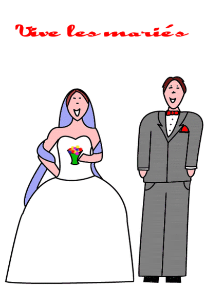 Carte Vive les mariés dessin d'enfant Carte félicitations mariage