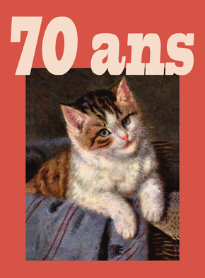 Carte Peinture d'un petit chat Carte anniversaire 70 ans