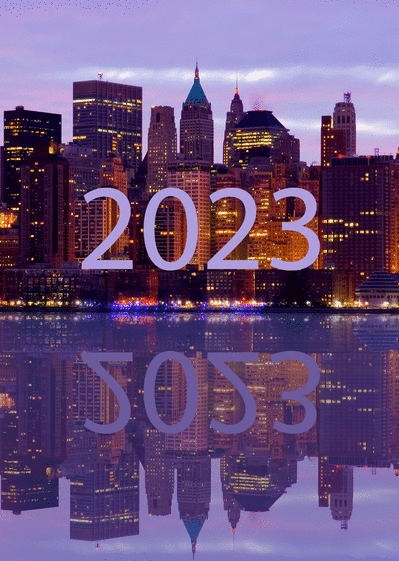 Carte Reflet de la nouvelle année 2023  Carte de voeux entreprise bâtiment 2023