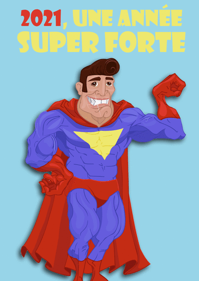Carte Une année 2022 super forte Carte de voeux 2022 enfant et mignonne