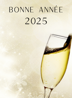 Carte Champagne et étoiles pour 2025 en fête Carte de voeux et champagne en 2025