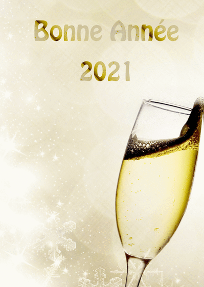 Carte bonne année 2021 avec une coupe Carte de voeux et champagne en 2021