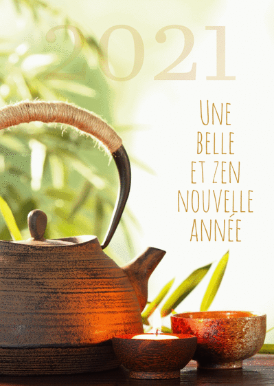 Carte Bonne et zen nouvelle année 2021 Carte de voeux 2021