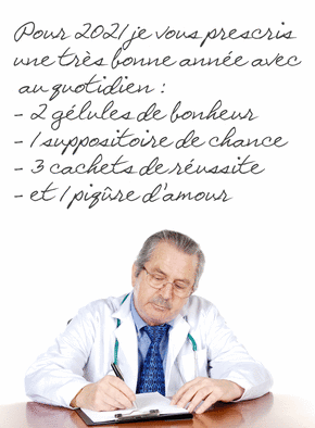 Carte Prescription de la nouvelle année 2021 Carte de voeux humour 2021