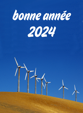 Carte Bonne année 2024 éolienne Carte de voeux Nature 2024